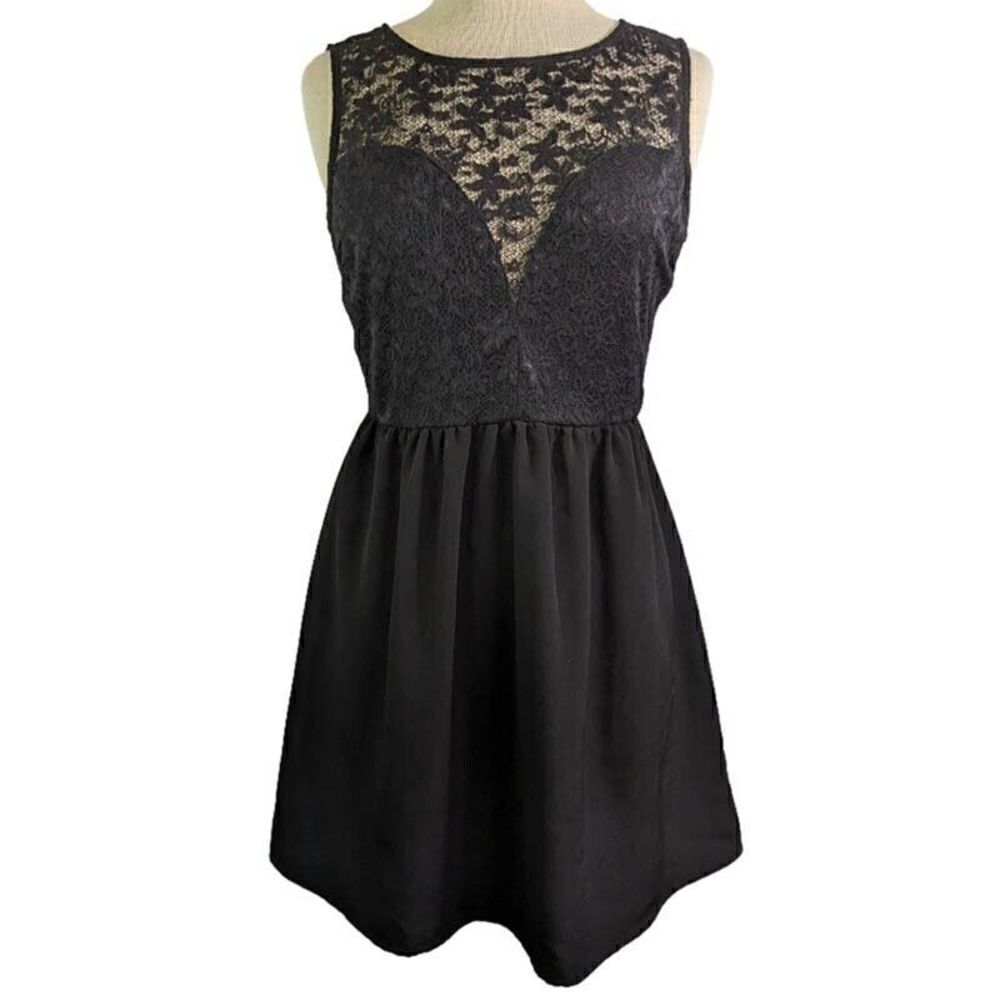 Forever 21 Black Lace Bodice  Dress Prom Party Whimsigoth Dark Romance Womens M